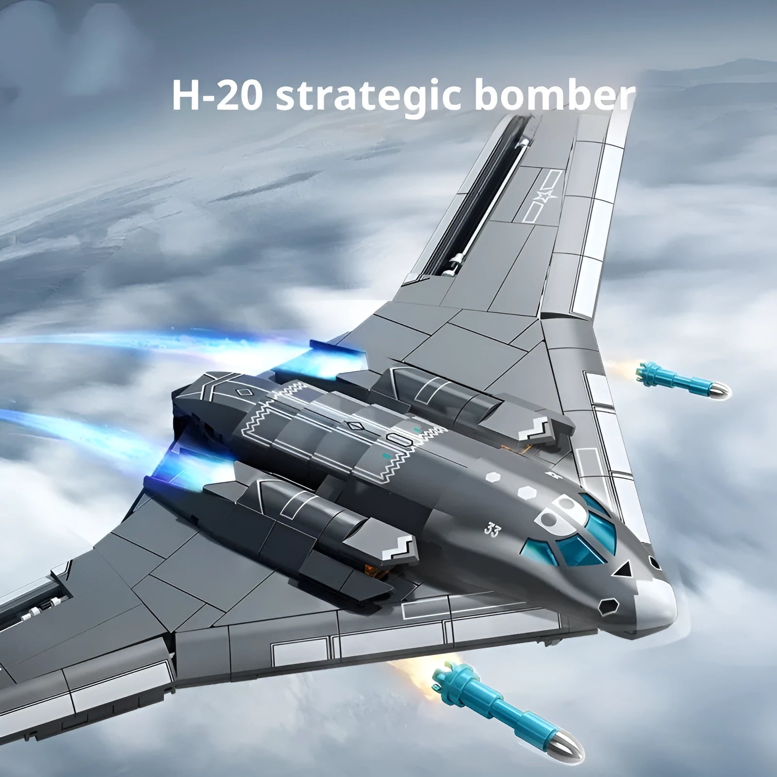 Military Series Bomb 20 Strategic Bomber assembly model building block set in colour box packaging