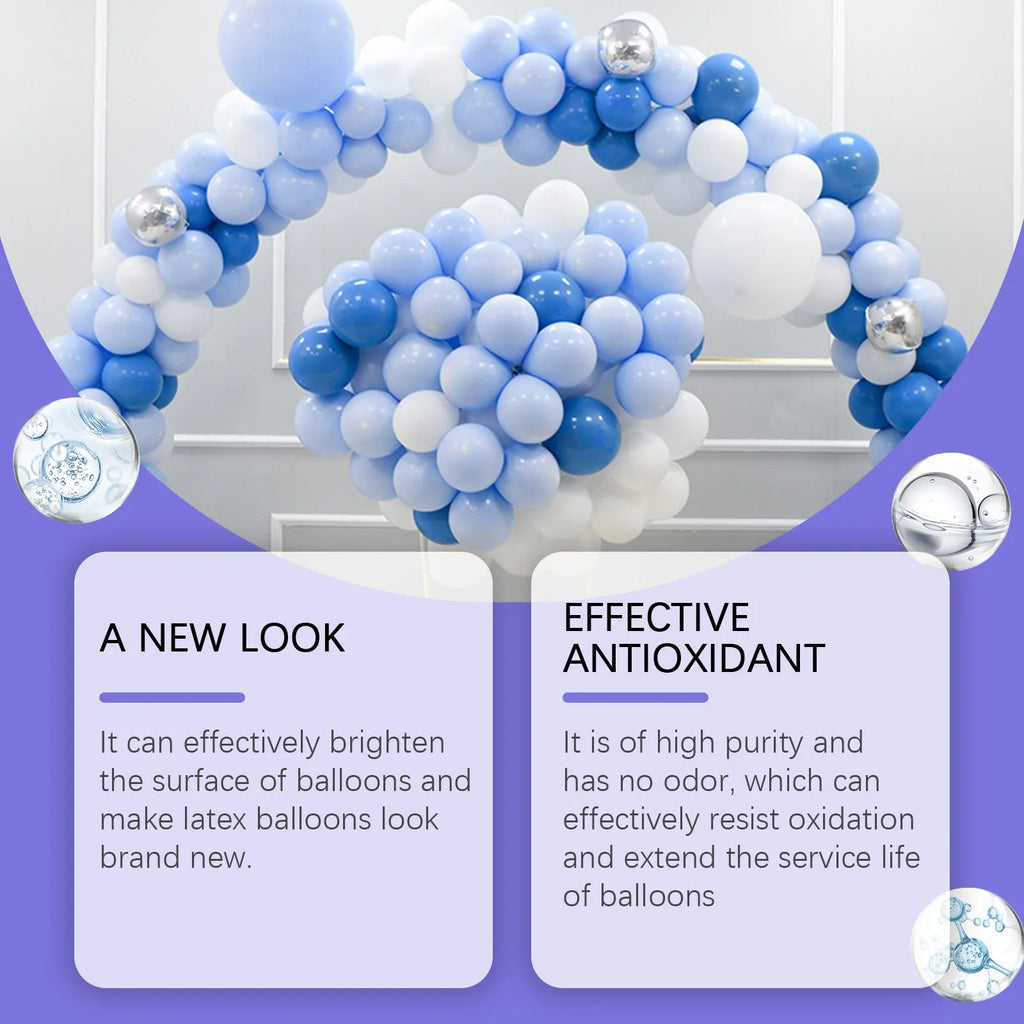 100ml bottle of clear balloon surface spray with lustre finish for shiny balloon texture.