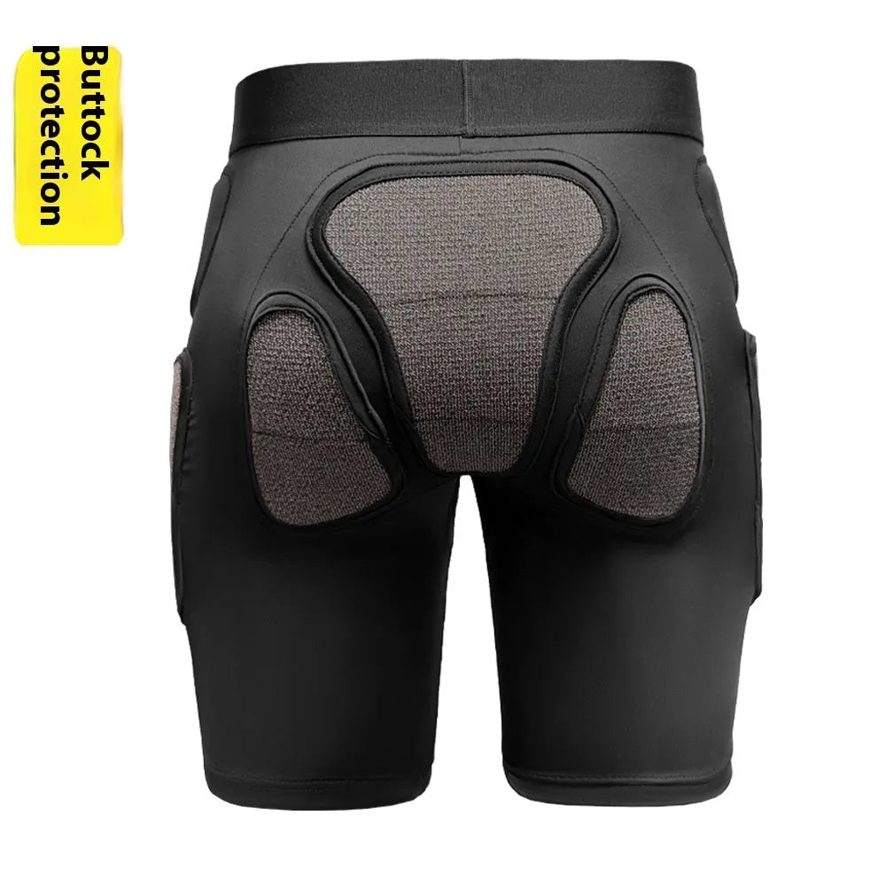 X-ray diffraction ski protective gear set showing hip pads and knee pads for winter sports impact protection