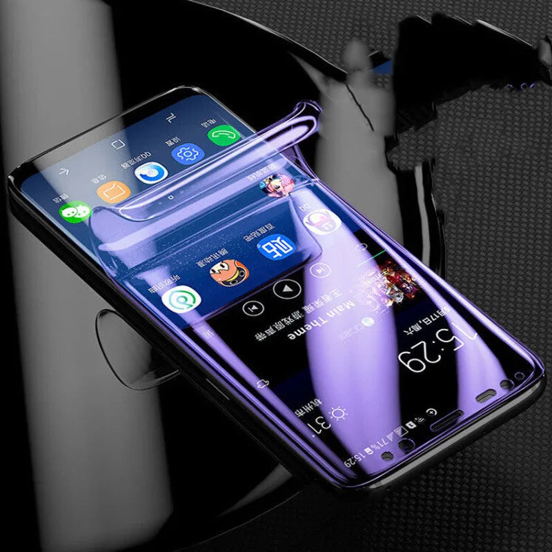Purple hydraulic hydrogel screen protector for Samsung curved smartphones
