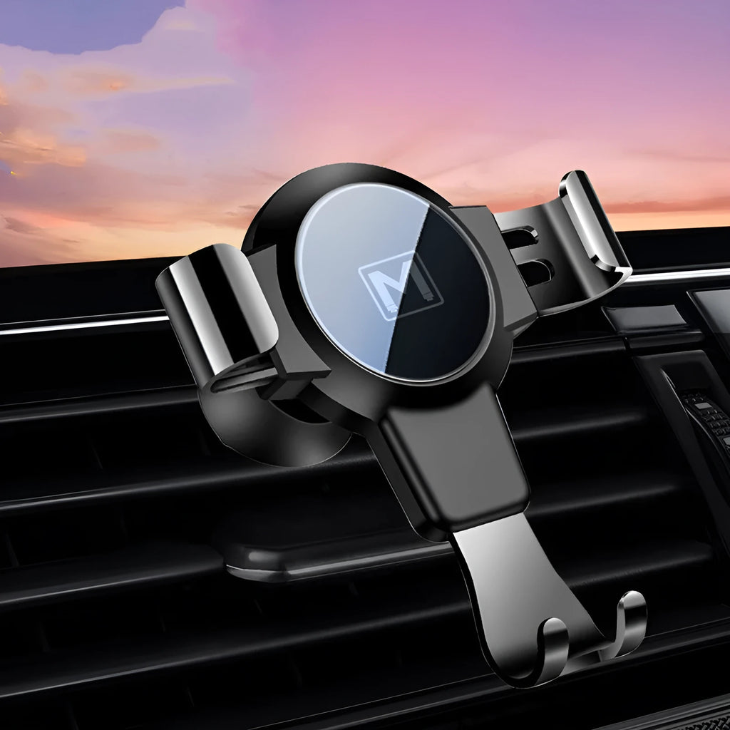 Black S4 gravity mirror ABS mobile phone bracket mounted on a car air conditioning vent