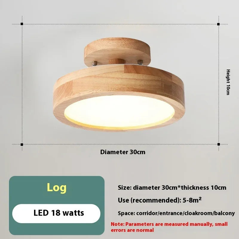 Nordic minimalist ceiling light with wood art and acrylic shade for corridor and bedroom, 220V