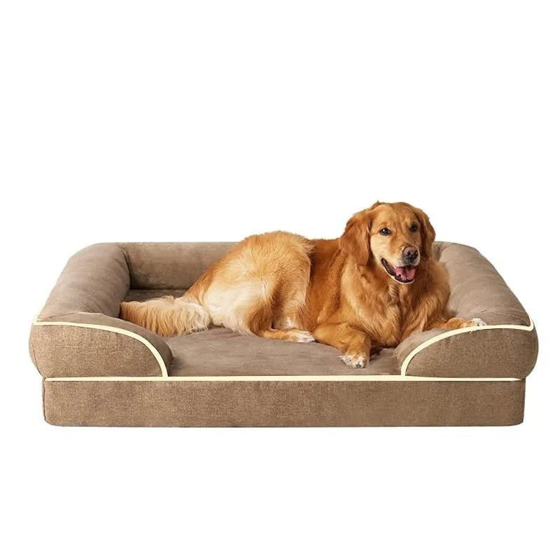 Gray pet sofa bed for medium to large dogs with removable washable cover on floor