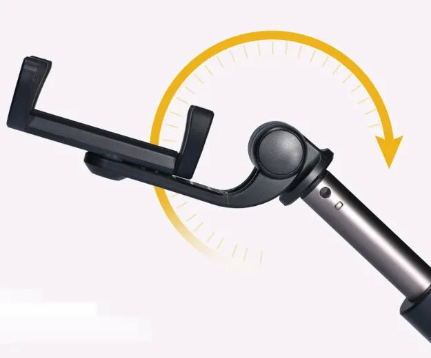 Aluminium alloy Bluetooth selfie stick with tripod and remote control for mobile phones.