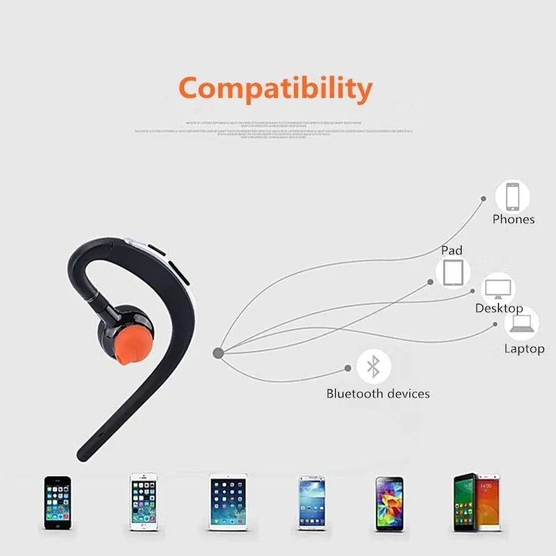 Handsfree Bluetooth headset with mic, adjustable earhook, CVC 6.0 noise cancelling, Gold or Silver colour option.