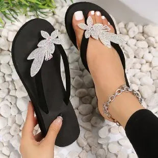 Women's cloth upper slippers with rubber sole in white, brown, and black colour options