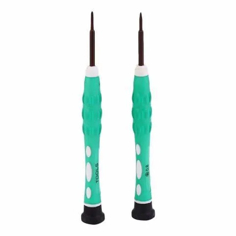 Screwdriver kit with S2 alloy bits in a compact storage case on a workbench