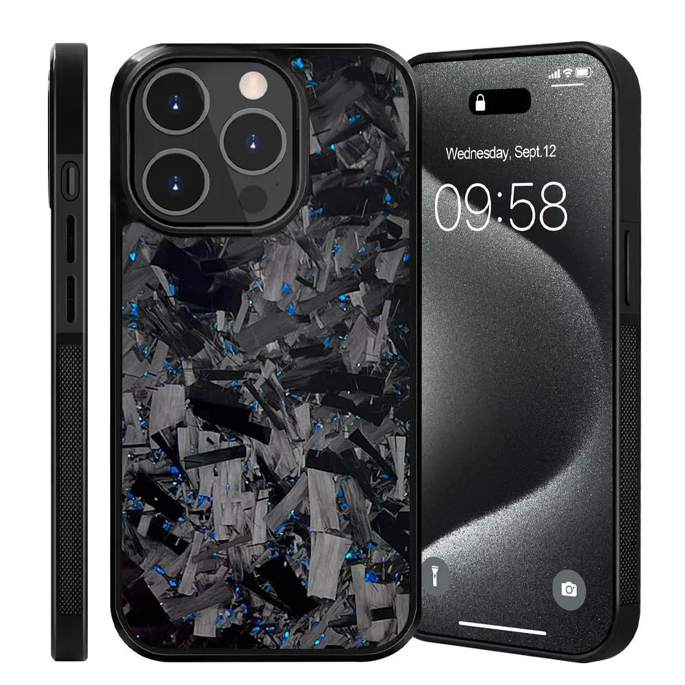 Carbon fiber phone case for iPhone 15 Pro Max, black colour, all-inclusive shockproof cover