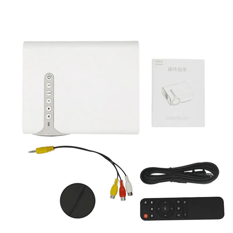 YG530 mini mobile phone projector in black or white colour with wireless same-screen functionality