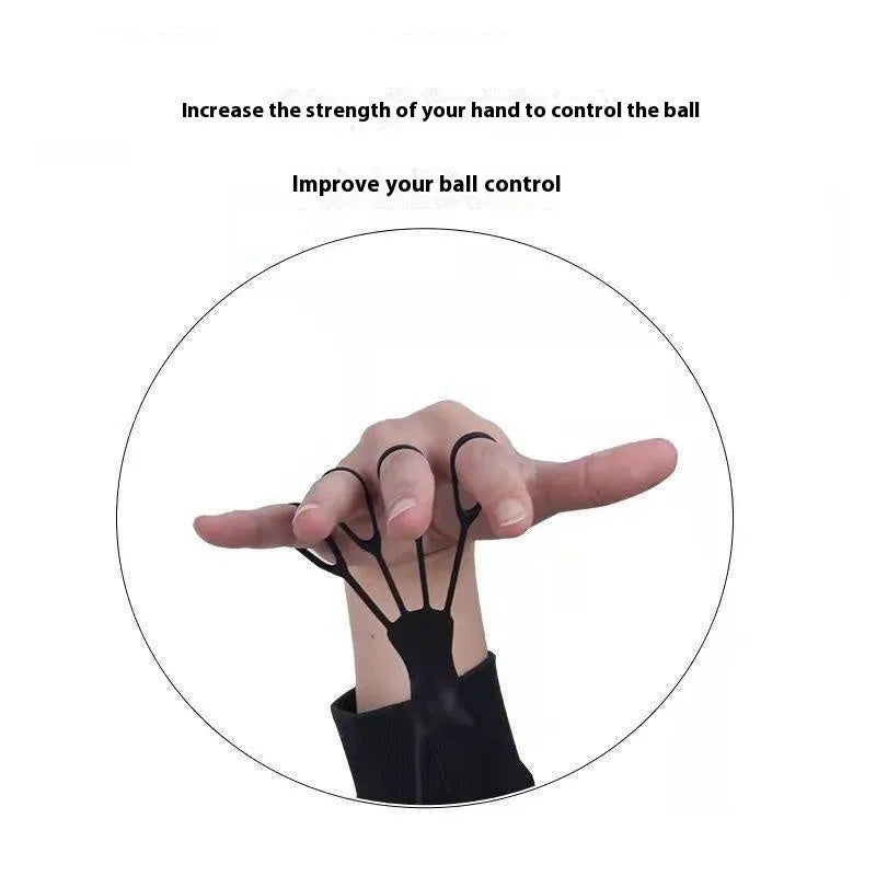 Basketball shooting brace training equipment showing five-finger and three-point guidance system.