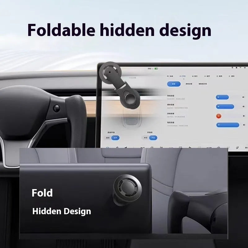 Aluminium alloy magnetic car phone holder in titanium grey for dashboard mounting with 360° rotation