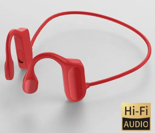 Hanging behind the head Bluetooth headset with bone conduction, Bluetooth 5.0, 8 hour life, available in black, red, blue, green.