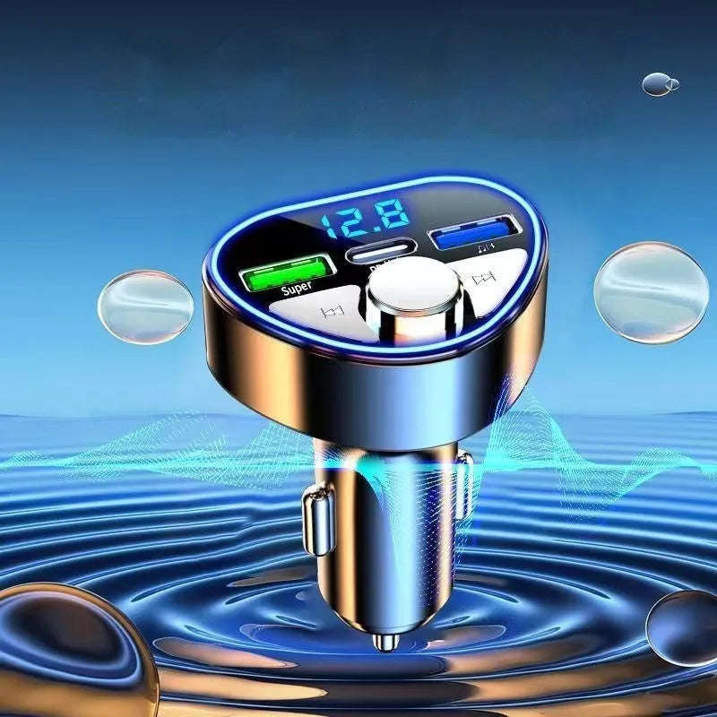Car Bluetooth receiver charger with three-port heart-shaped design, alloy ring and ABS, 10 x 4cm