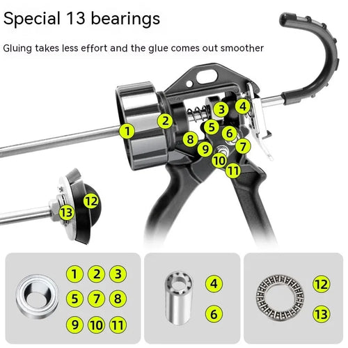 Aluminium alloy 13-bearing automatic adhesive breaking glass glue gun for sealant application