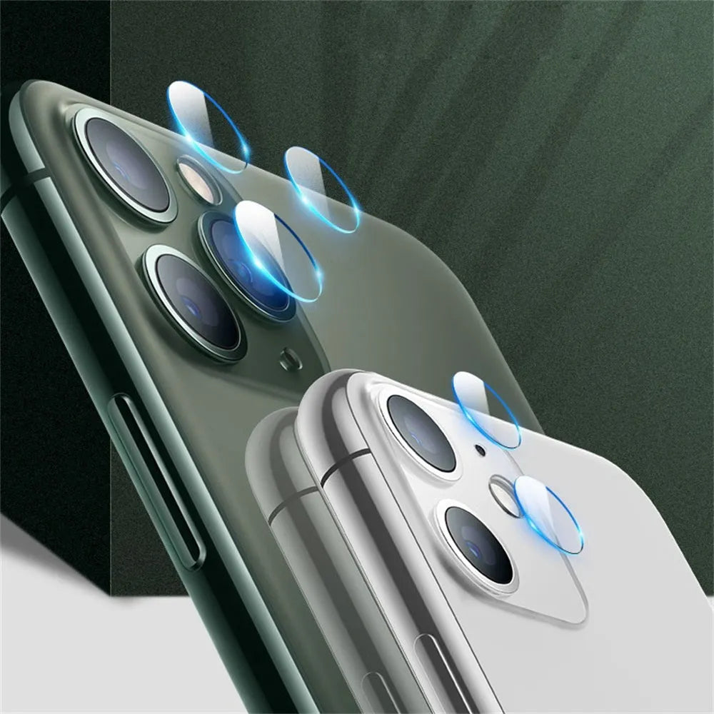 High-definition anti-scratch camera lens protector film for Apple iPhone models.