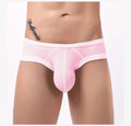 Men's cotton boxer briefs showing hollow back design, available in red, black, blue, white, and other colours.