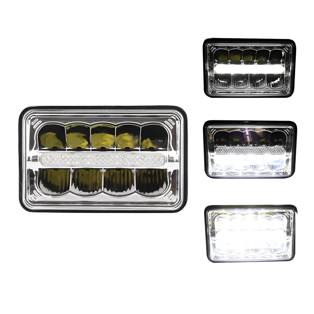 5 inch square black LED car headlight with die-cast aluminium housing and PC lens