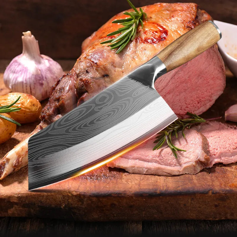 320mm stainless steel kitchen knife with 40cr13 steel blade and dual-forged construction