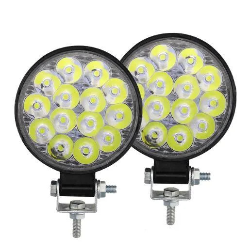 White aluminium LED work lights with round design for automotive and vehicle lighting applications
