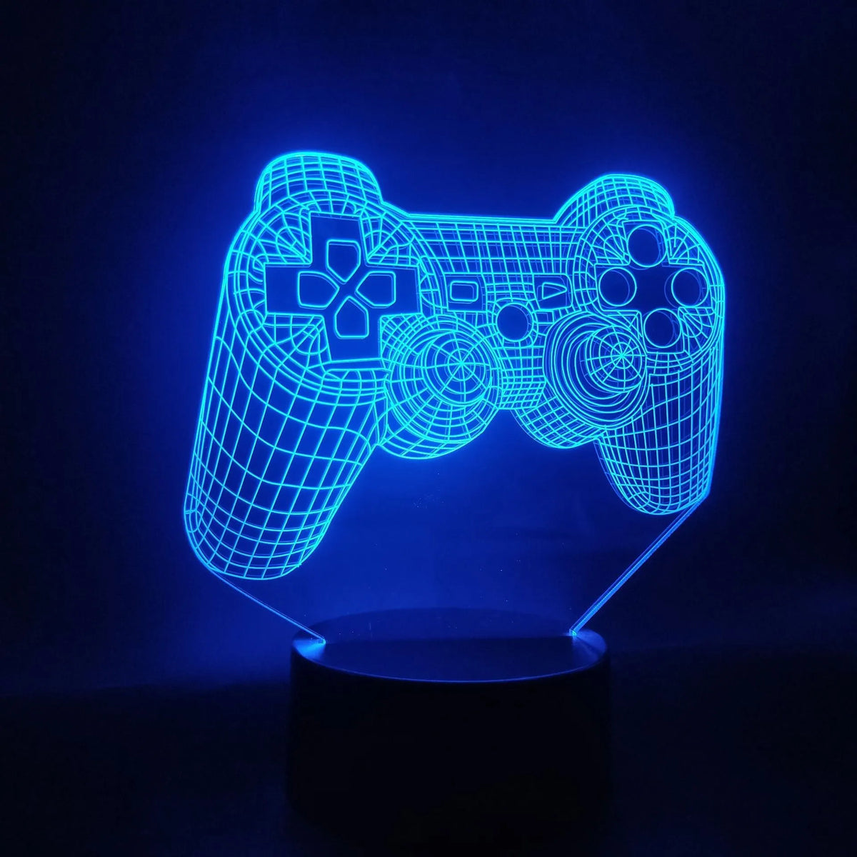 Gamepad 3D night light with acrylic board and ABS base, seven colours, touch and remote control, 200x150x87mm