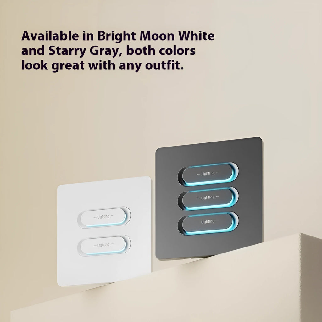 Smart switch with skin touch ambience light in Moon White finish Bluetooth Mesh dual multi-control