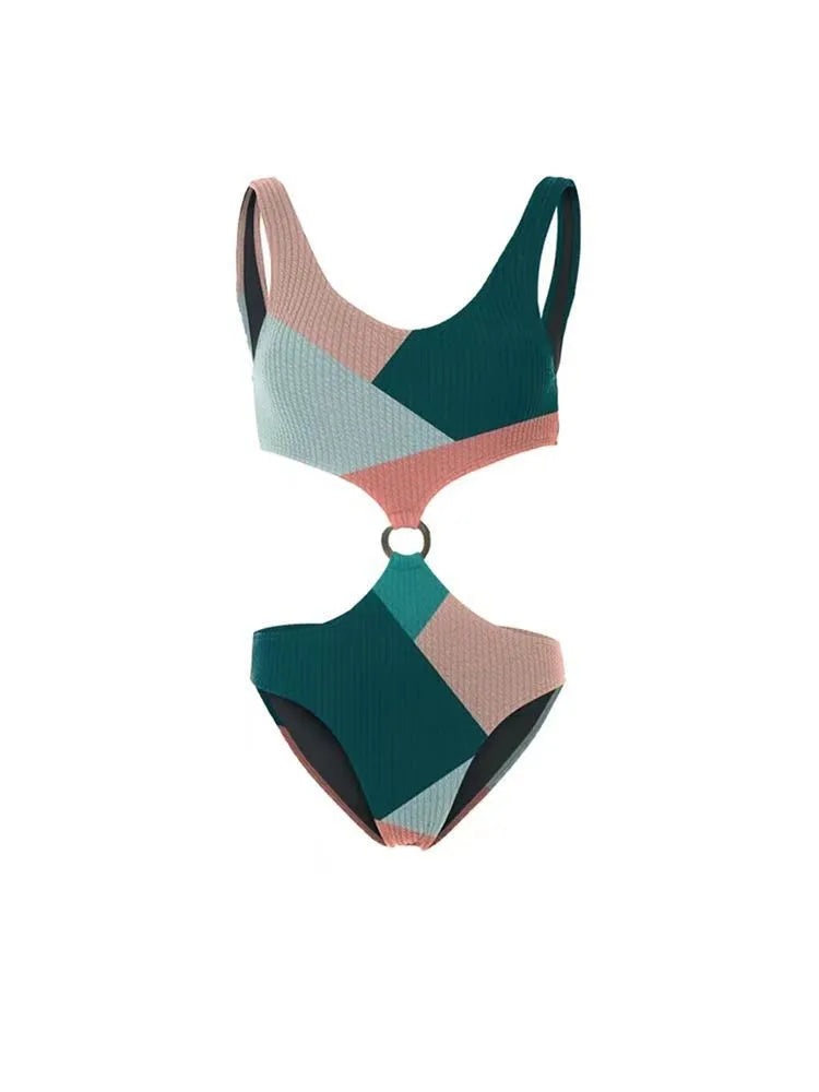 Two-piece bikini set with mesh gauze skirt in colour-matched design for swimming sports