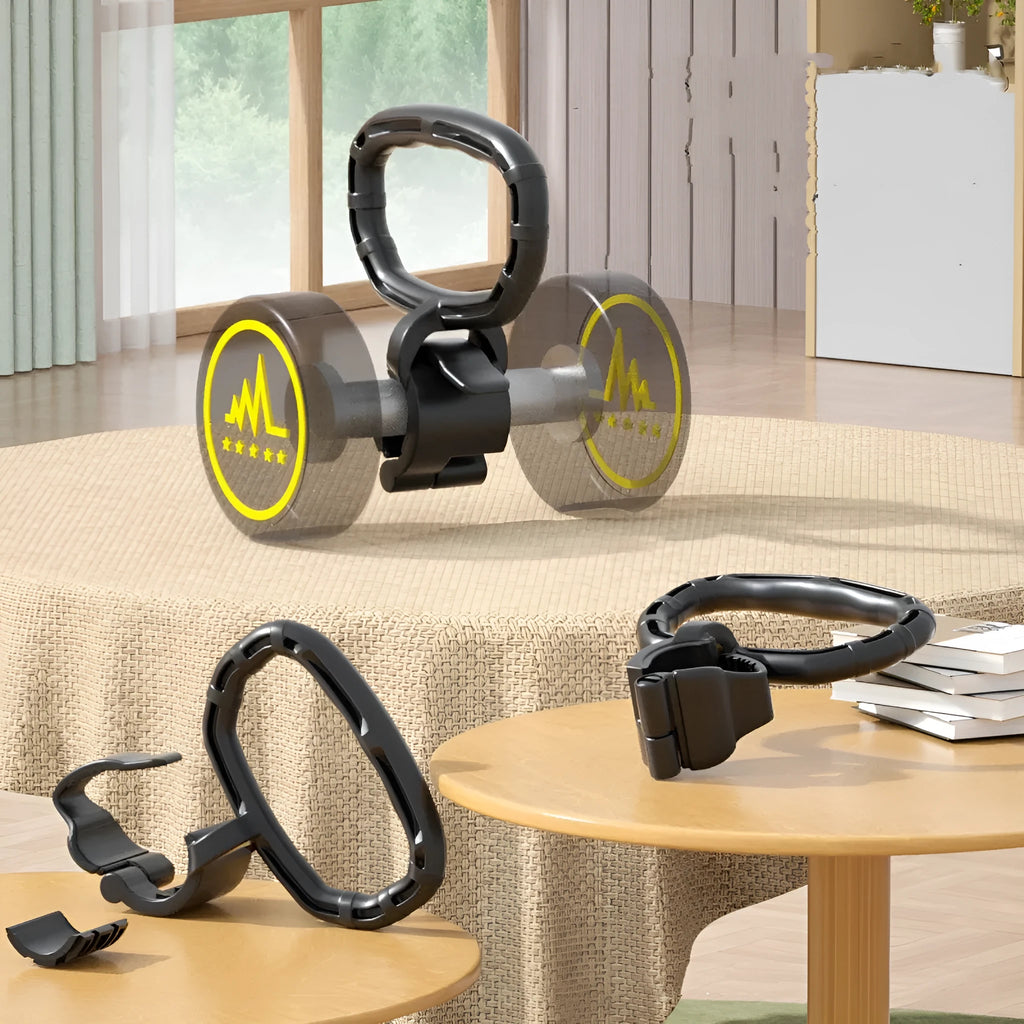 Adjustable weight kettlebell handle in PP, 21 x 19cm, available in Black or Orange for fitness body shaping.