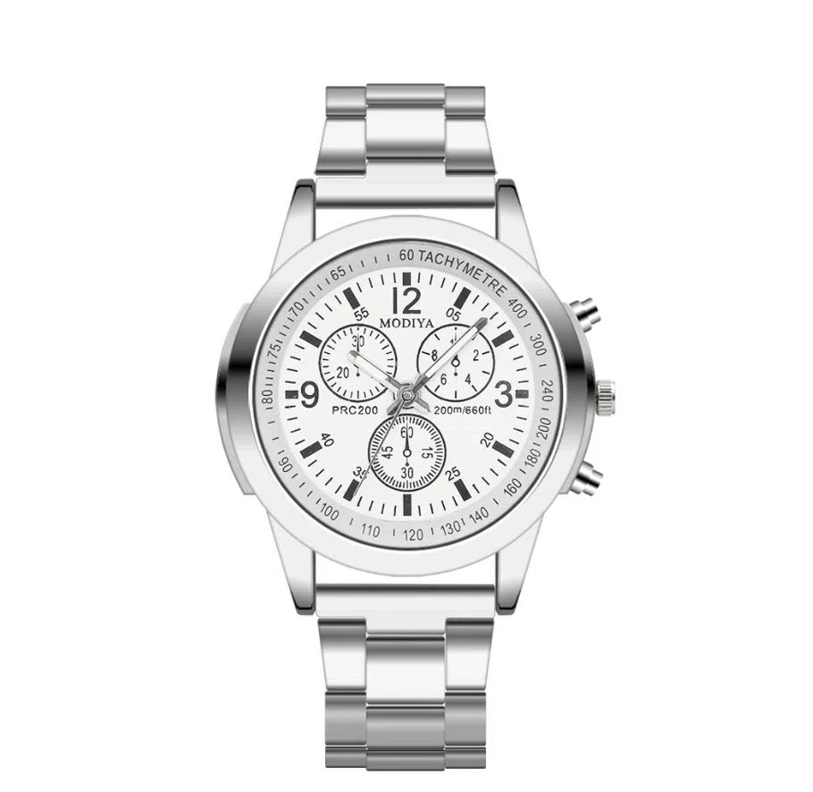 Blu-ray Gift Steel Band Watch with 4cm plastic dial and alloy strap in black colour