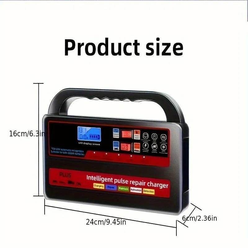 Fully automatic car wagon charger 12V/24V for lead acid batteries, W08 British standard, 800g