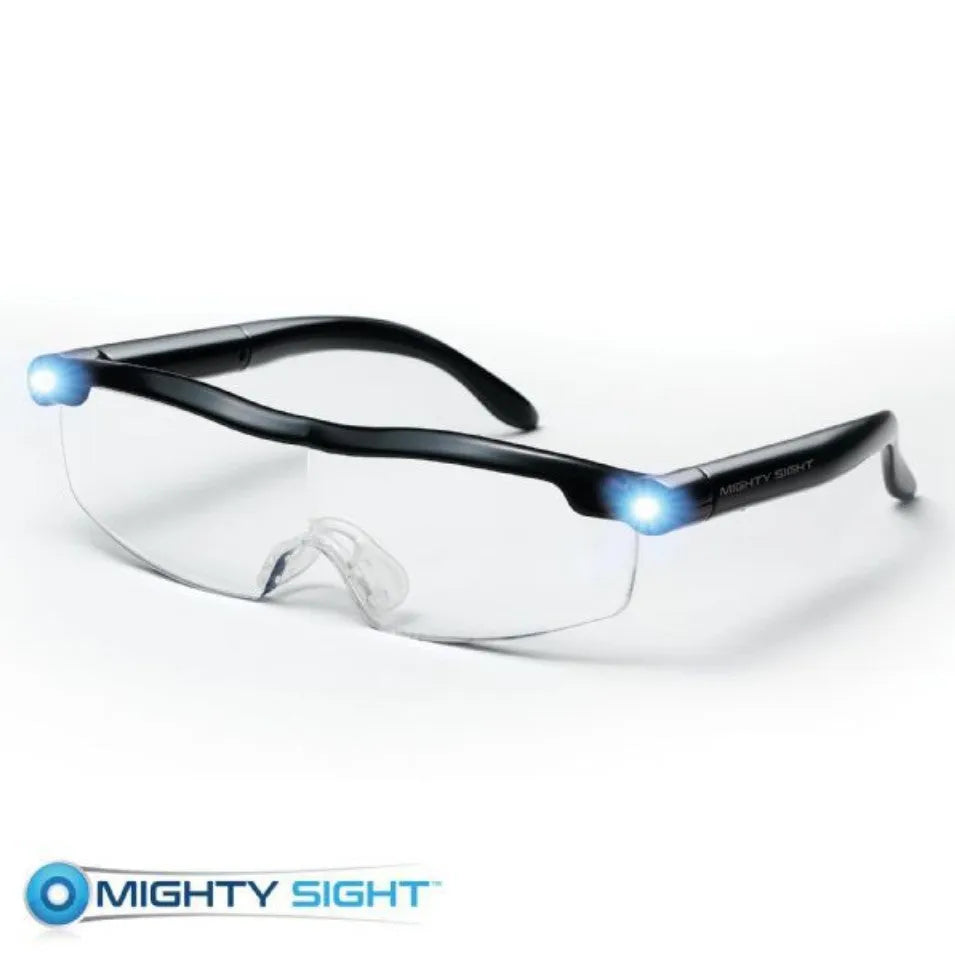 Transparent black USB LED reading glasses with integrated lighting and ABS frames