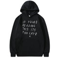Letter print hoodie for men and women, pullover style, hooded, long sleeves, loose fit in polyester fibre