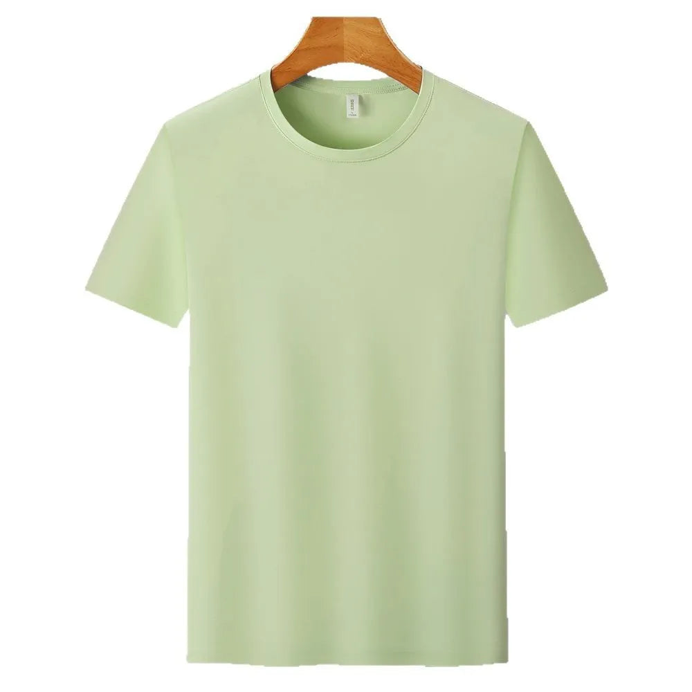 Ice silk quick-drying antibacterial anti-UV short sleeve T-shirt in solid colours with slim fit design