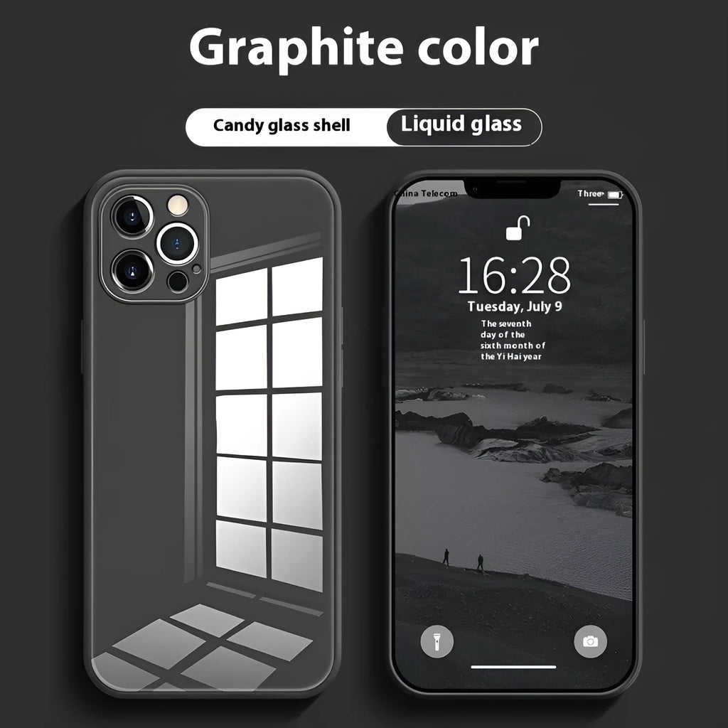 White tempered glass drop-resistant phone case with simple painting finish for iPhone 11 to 15 series