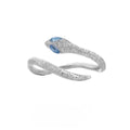 Women's adjustable silver snake zodiac ring in platinum colour.