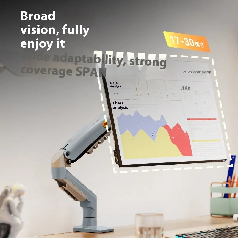 F80-XV grey computer monitor bracket robotic arm, aluminium alloy and cold rolled sheet, 42 x 31 x 10cm