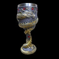 Personalised red wine glass with 3D Chinese dragon design in gold and red colours.