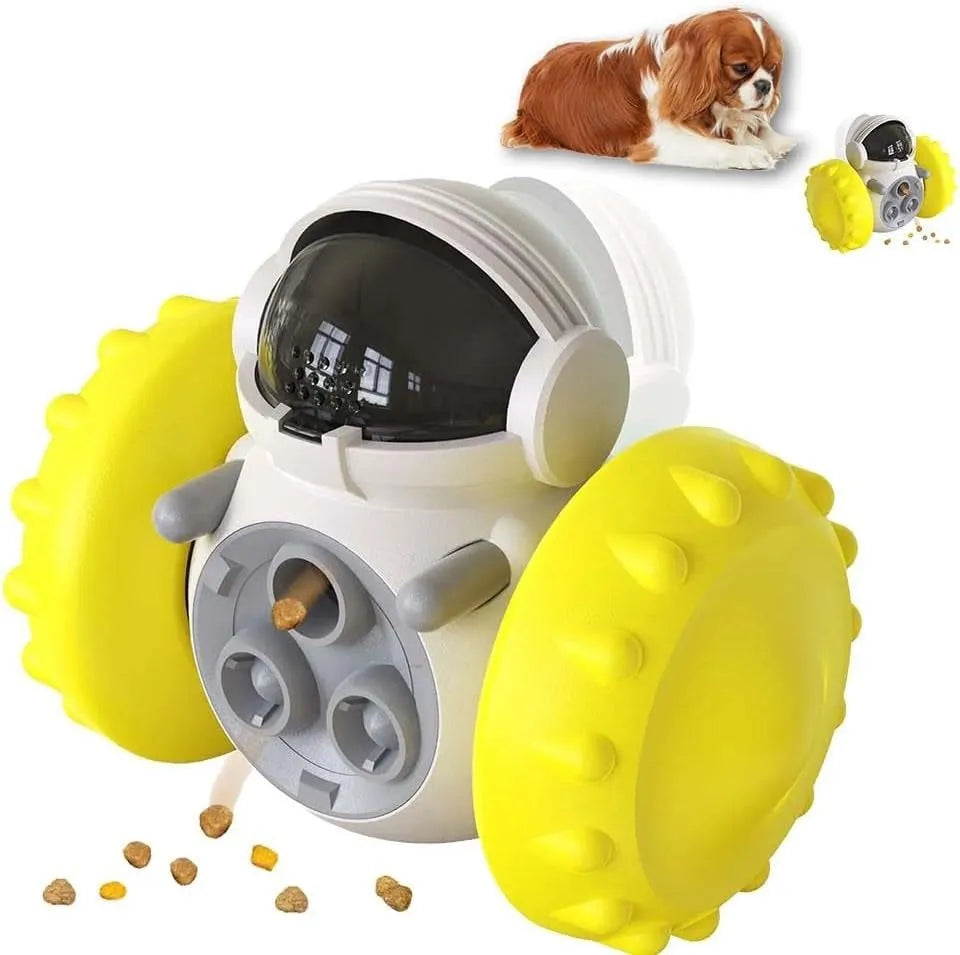 Robot design self-balancing dog and cat treat dispenser puzzle toy in assorted colours