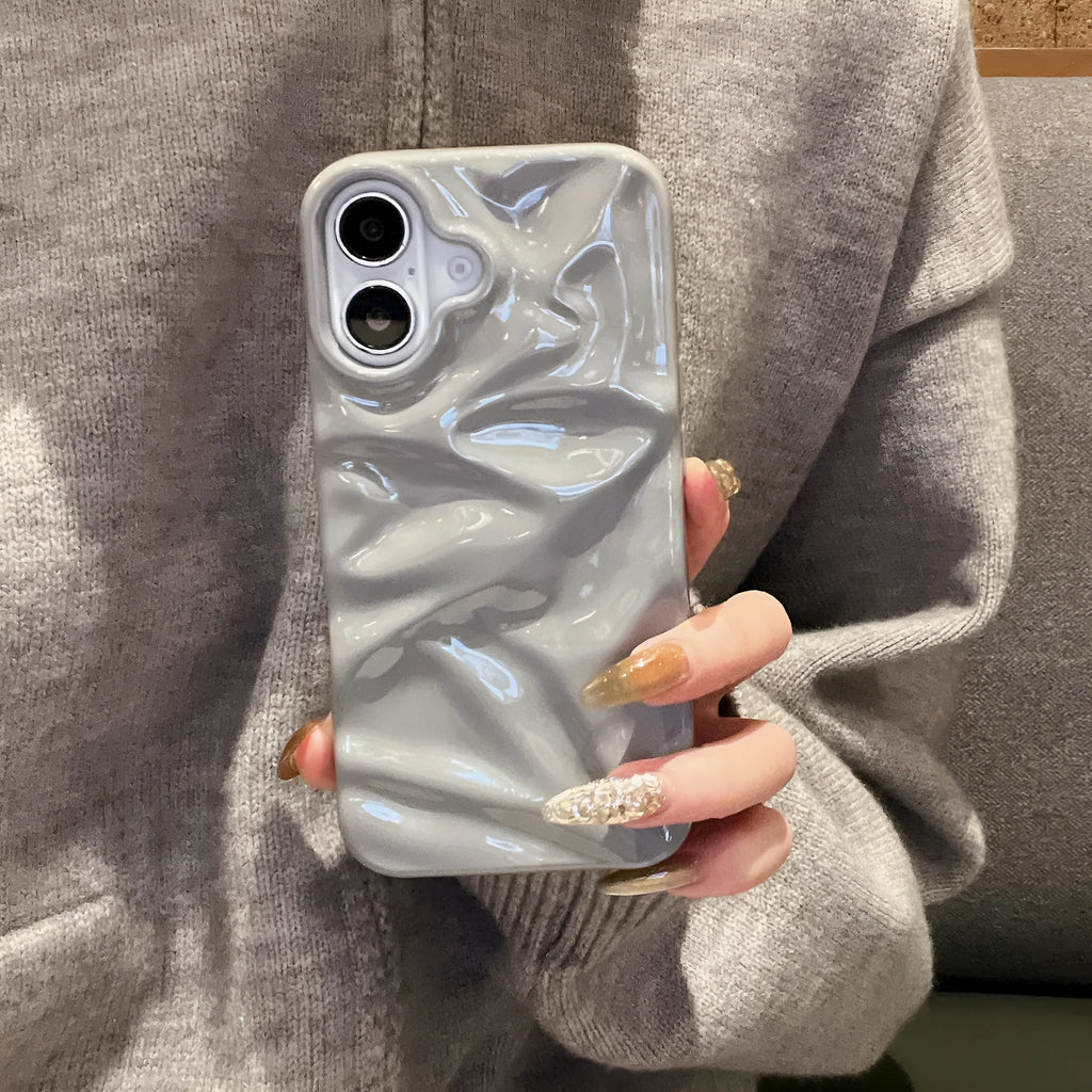 QF pleated gray TPU phone case with oil-filled finish, anti-fall and anti-fingerprint, for iPhone