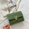 Women's crossbody bag with diamond lattice chain design in PU leather showing black colour option