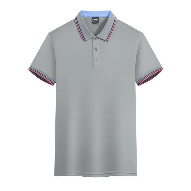 Men's slim fit ice silk quick-dry polo shirt in royal blue colour with short sleeves for workwear