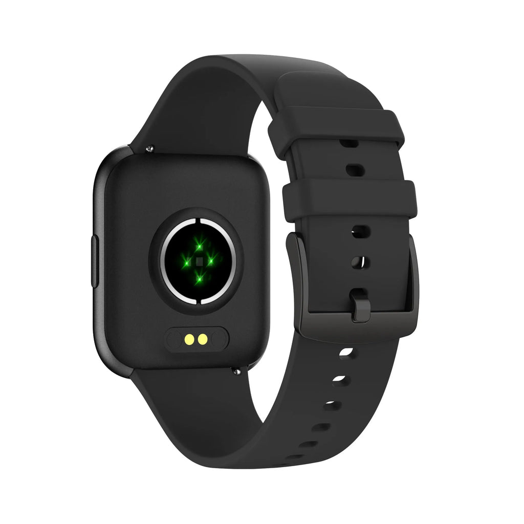 P25 full-touch heart rate monitoring sports smart bracelet with alloy case, 1.69 screen, and silicone strap in black