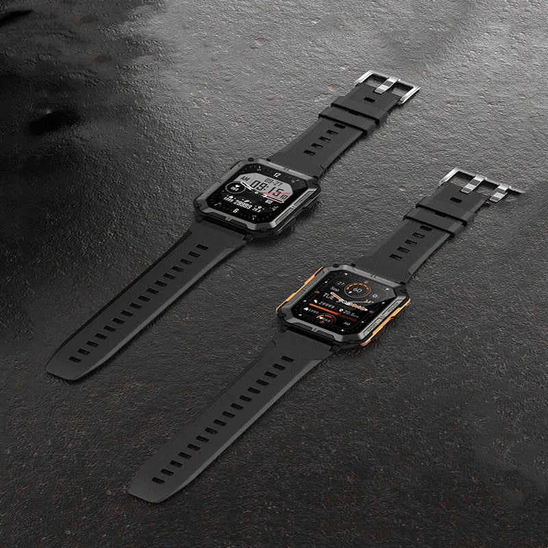 Smart bracelet with TFT screen and touch button in black, showing heart rate monitoring and Bluetooth calling features
