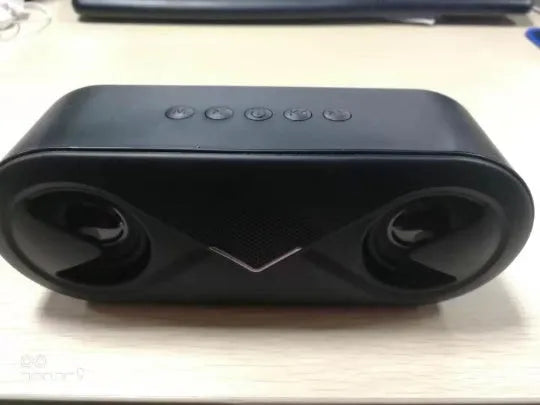 Black wireless Bluetooth speaker with dual speakers 6W output and TF card slot