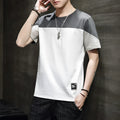 Men's 100% cotton loose casual t-shirt with printed detail, round neck, short sleeves, available in black, grey, white, burgundy, khaki