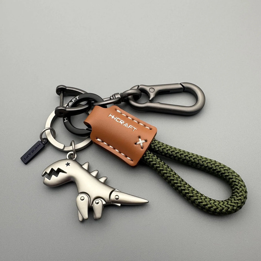 Cute cartoon little dinosaur keychain pendant in zinc alloy on schoolbag keyring