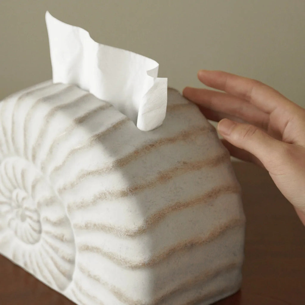 Resin conch shell tissue box cover in conch ramble colour