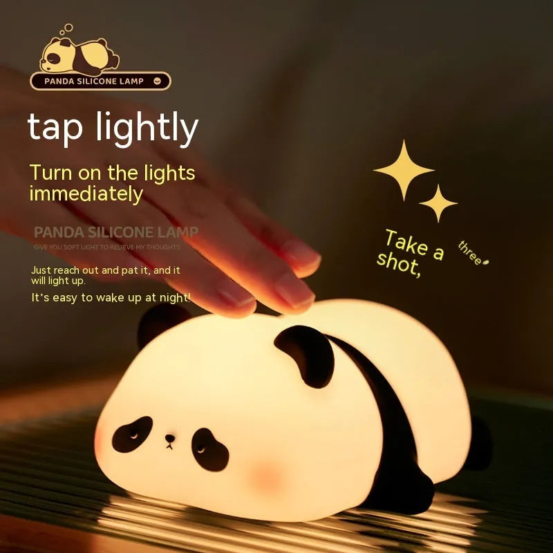 Panda-shaped rechargeable night light with cartoon design for children's bedrooms