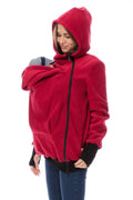 Red women's polar fleece sweater with loose fit and long sleeves for autumn winter wear