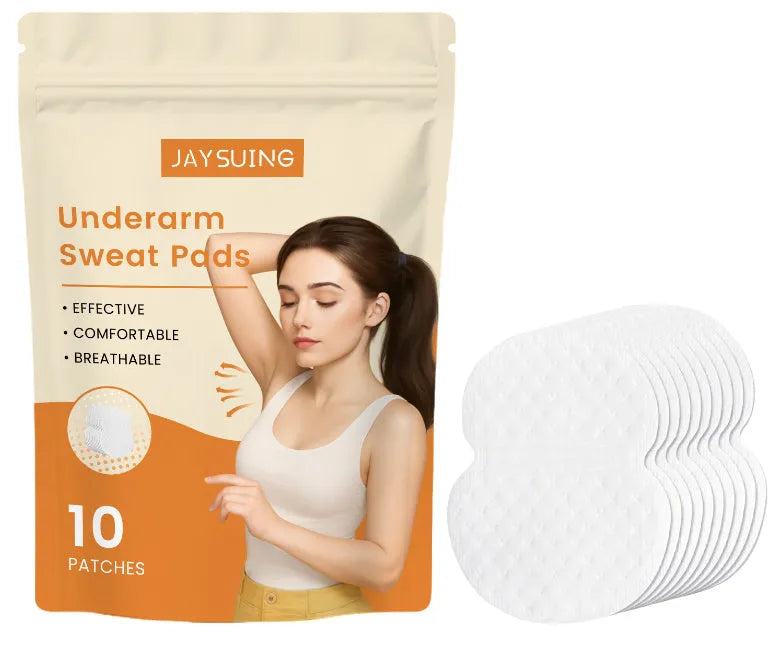 Pack of 10 disposable underarm sweat absorbing patches for clothing protection