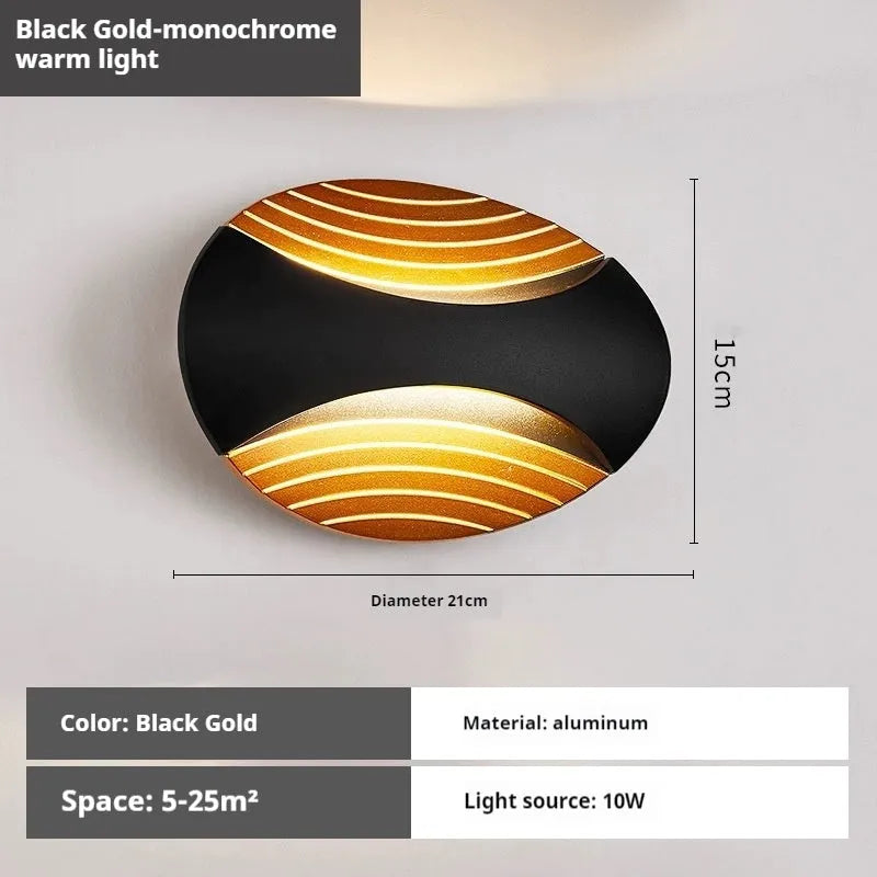 Modern minimalist wall-mounted bedside lamp with touch control in a black gold finish.
